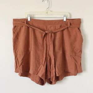 Terracotta Linen Blend Shorts
